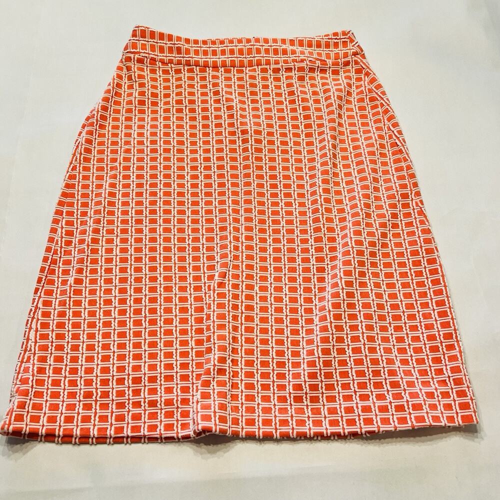 Cato Skirt Women’s Size 6 Peach White Patterned Lined Rear Zip Straight (A0126)